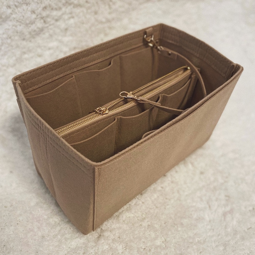 Tote Bag Organizer Insert in Light Brown